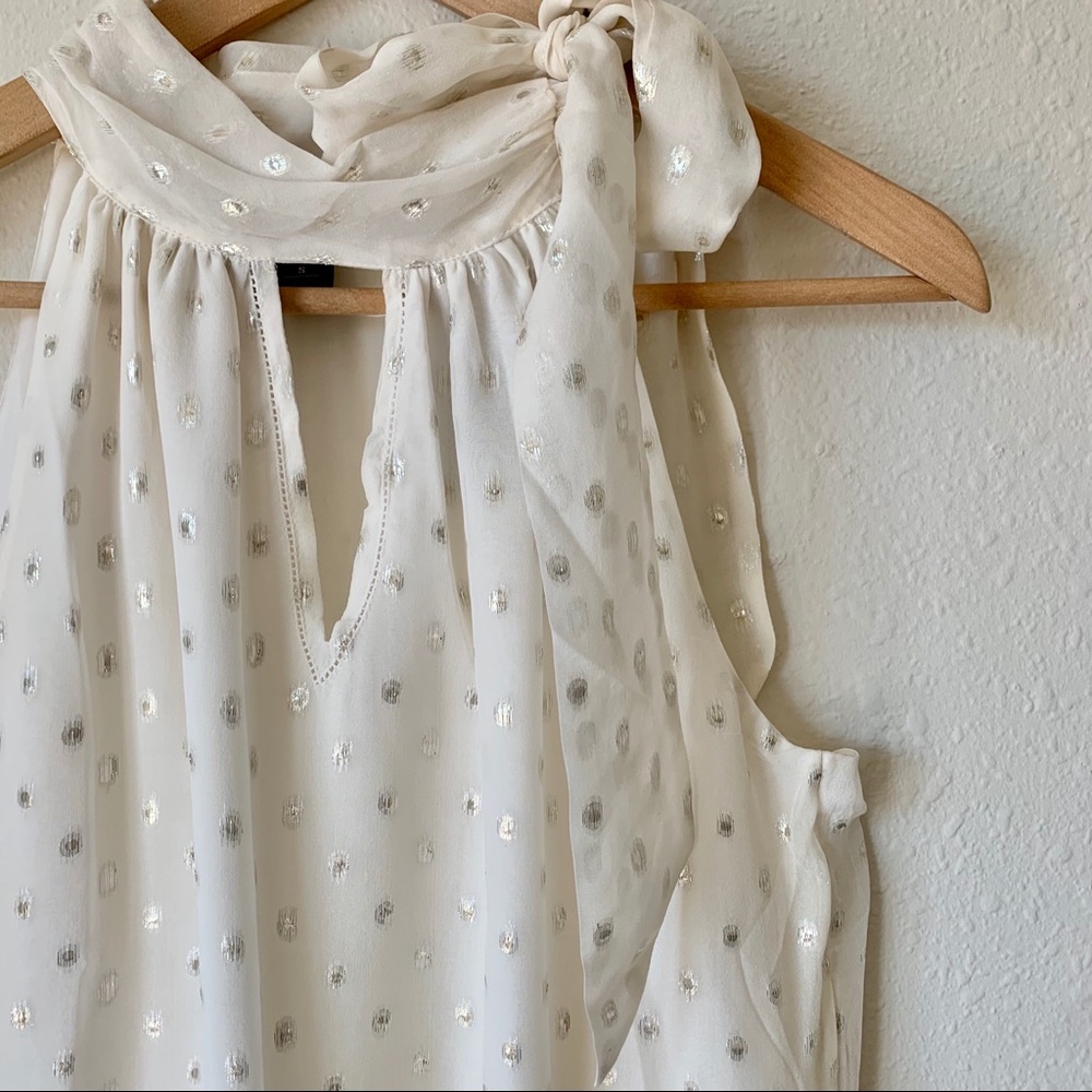 WHBM Silver Polka Dot Halter Top - Picture 2 of 7